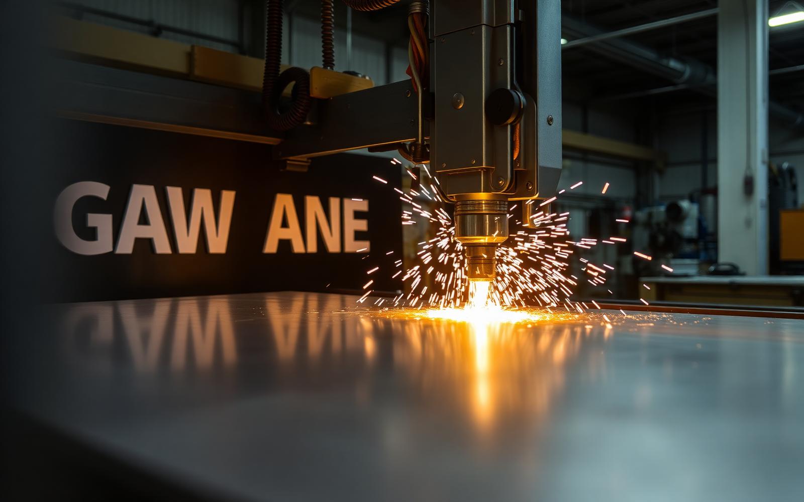 CNC machine cutting metal at Alshaya Advertising fabrication facility