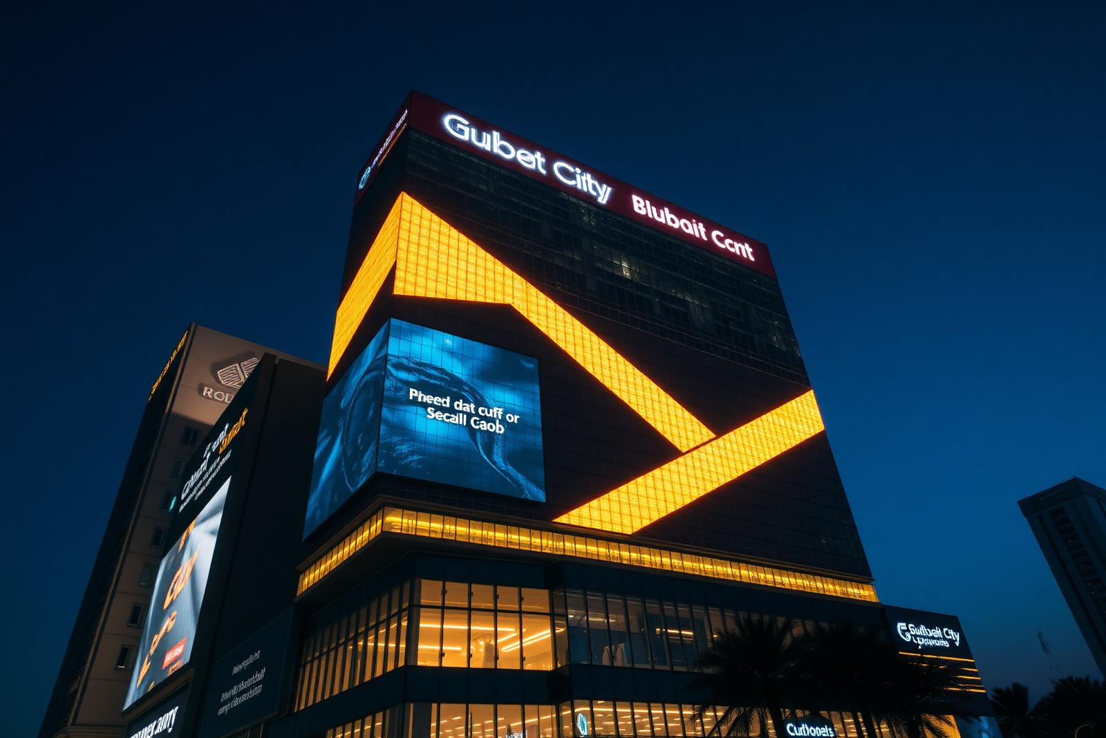 Corporate tower façade branding